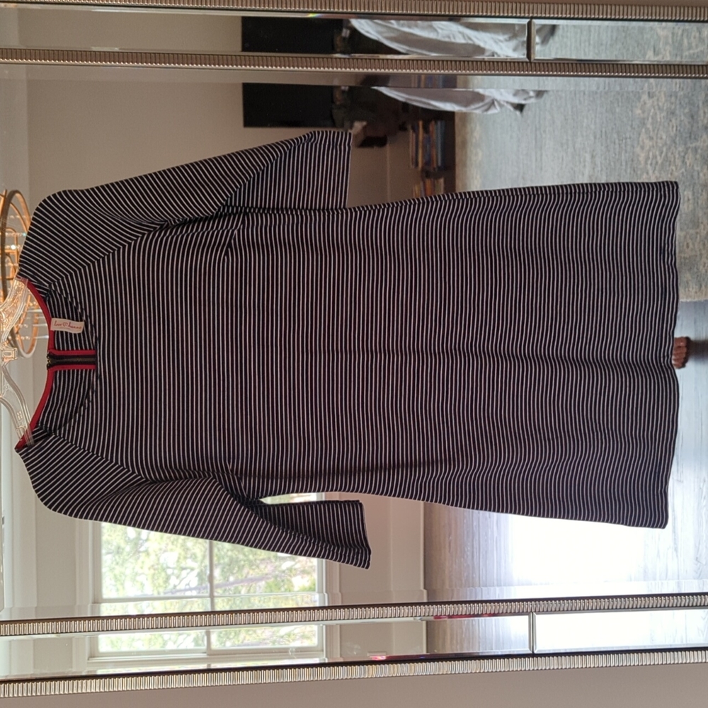 Hannah Anderson navy white stripe dress Small